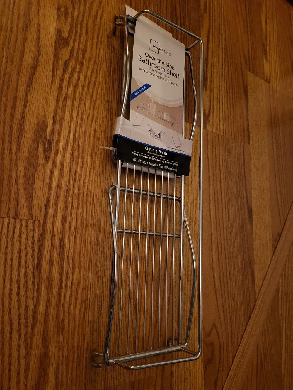 Mainstays Chrome Over the Sink Bathroom Shelf Caddy - Silver